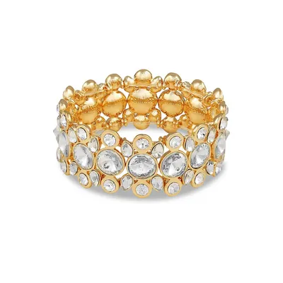 Bracelet extensible de ton doré avec cristaux