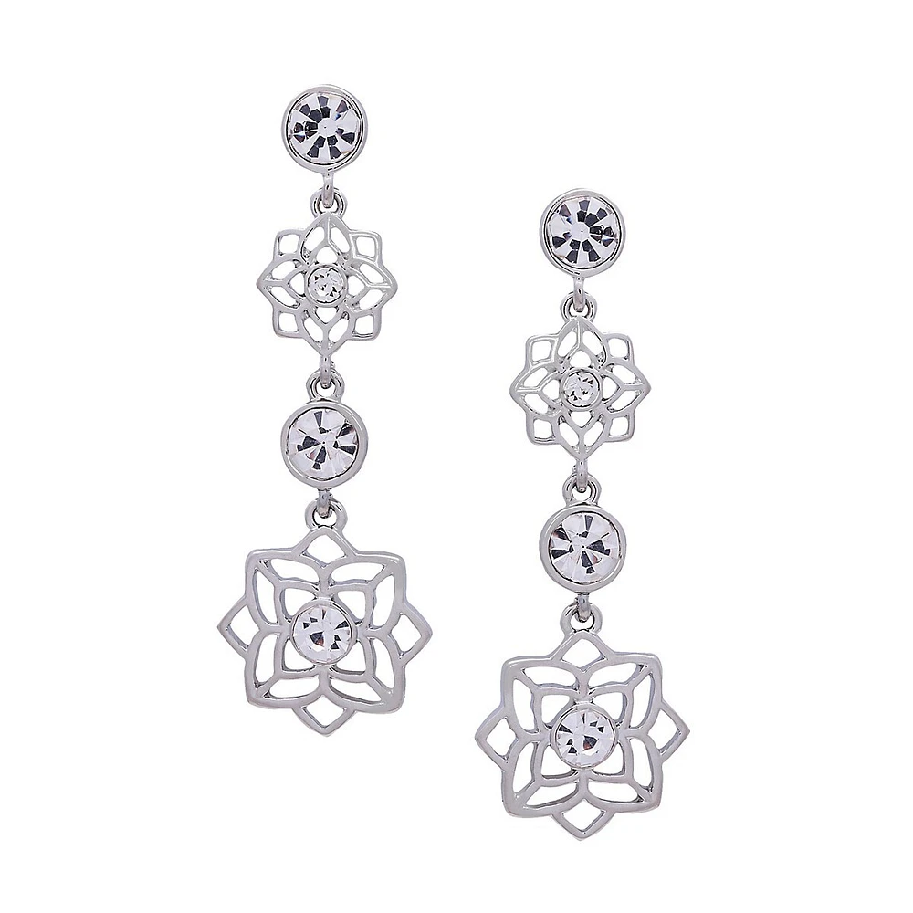 Essentials Silvertone & Glass Crystal Drop Earrings