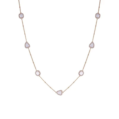 Shell Chic Goldtone, Mother-Of-Pearl & Crystal Long Station Necklace