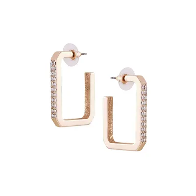 Essentials Goldtone & Crystal Post Hoop Earrings