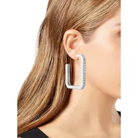 Essentials Silvertone & Crystal Hoop Earrings