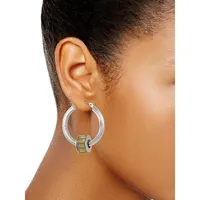 Silvertone & Crystal Hoop Earrings