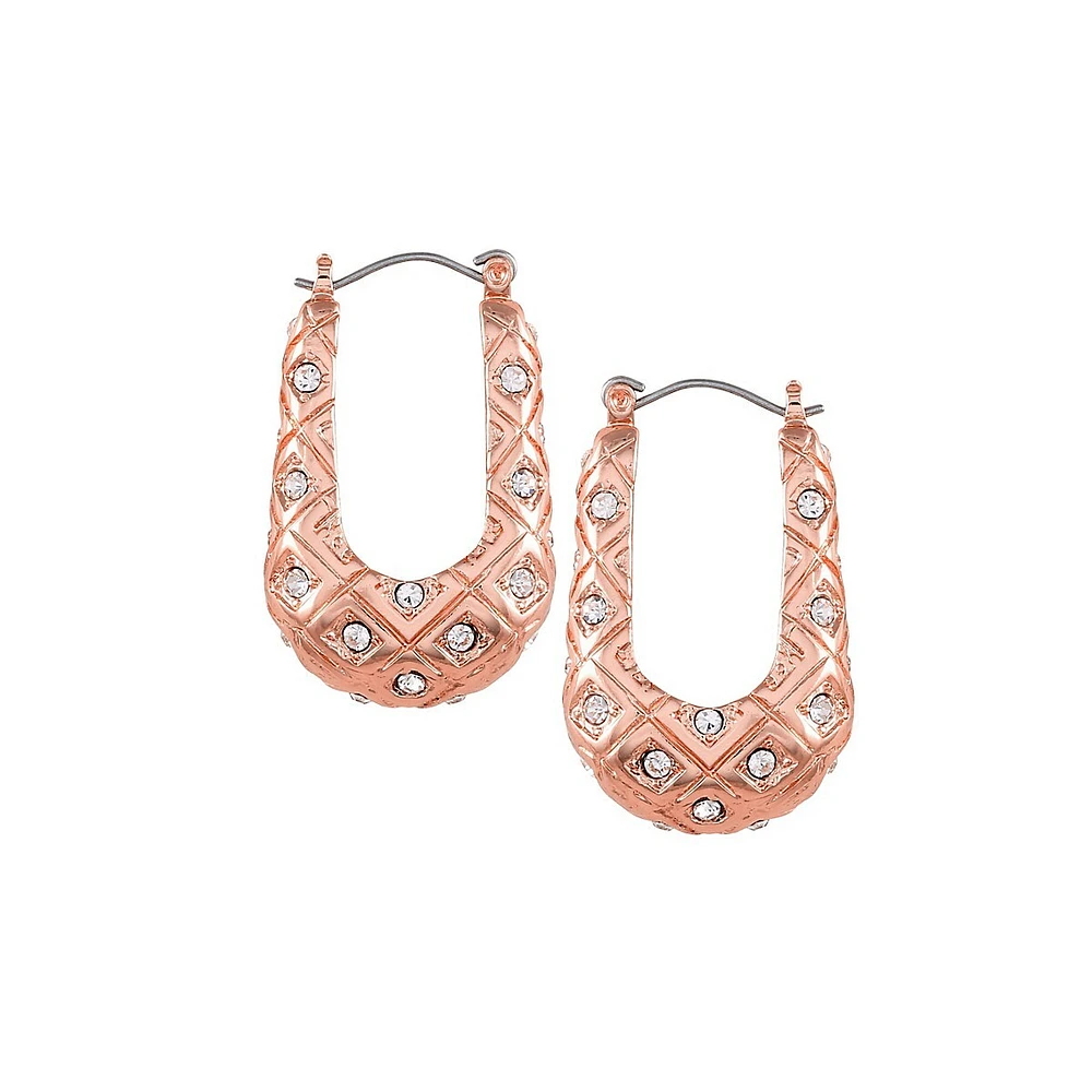 Essentials Rose Goldtone & Crystal Hoop Earrings