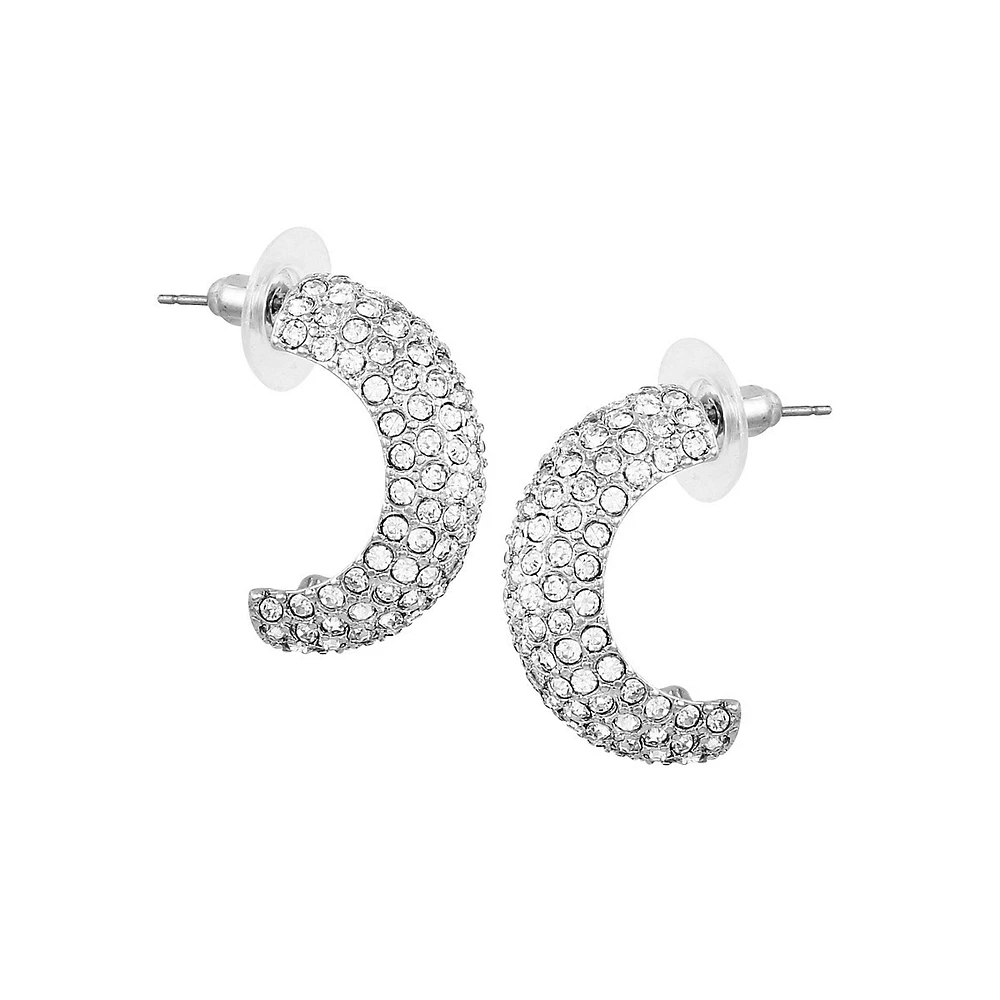 Silvertone & Crystal Hoop Earrings