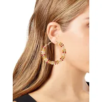 Multicolour Bead-LIned Hoop Earrings