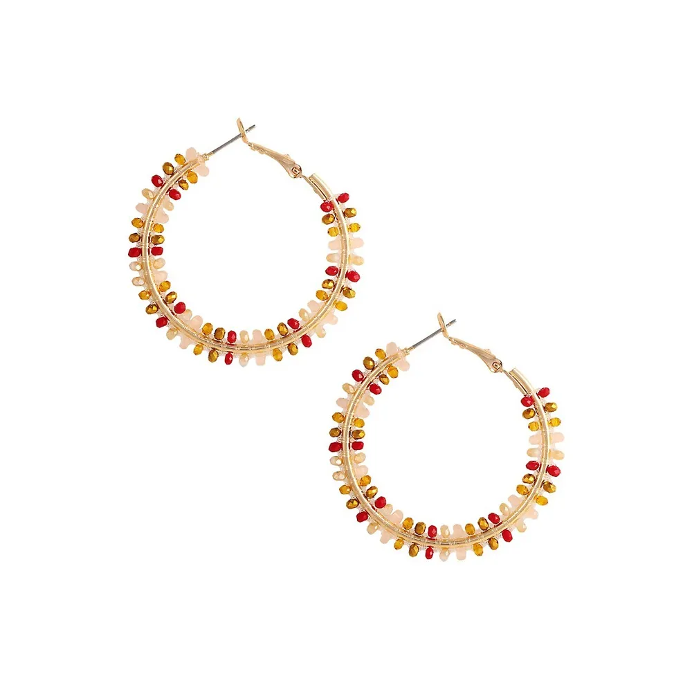 Multicolour Bead-LIned Hoop Earrings