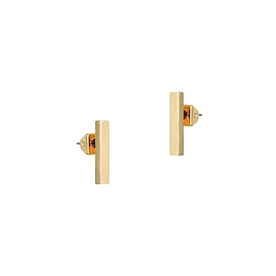 Goldtone Vertical Bar Stud Earrings