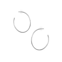 Silvertone Tapered Open-Hoop Earrings