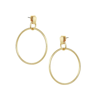 Basics Goldtone Circular Hoop-Drop Earrings
