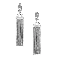 Basics Silvertone & Glass Crystal Pavé Tassel Clip-On Linear Earrings