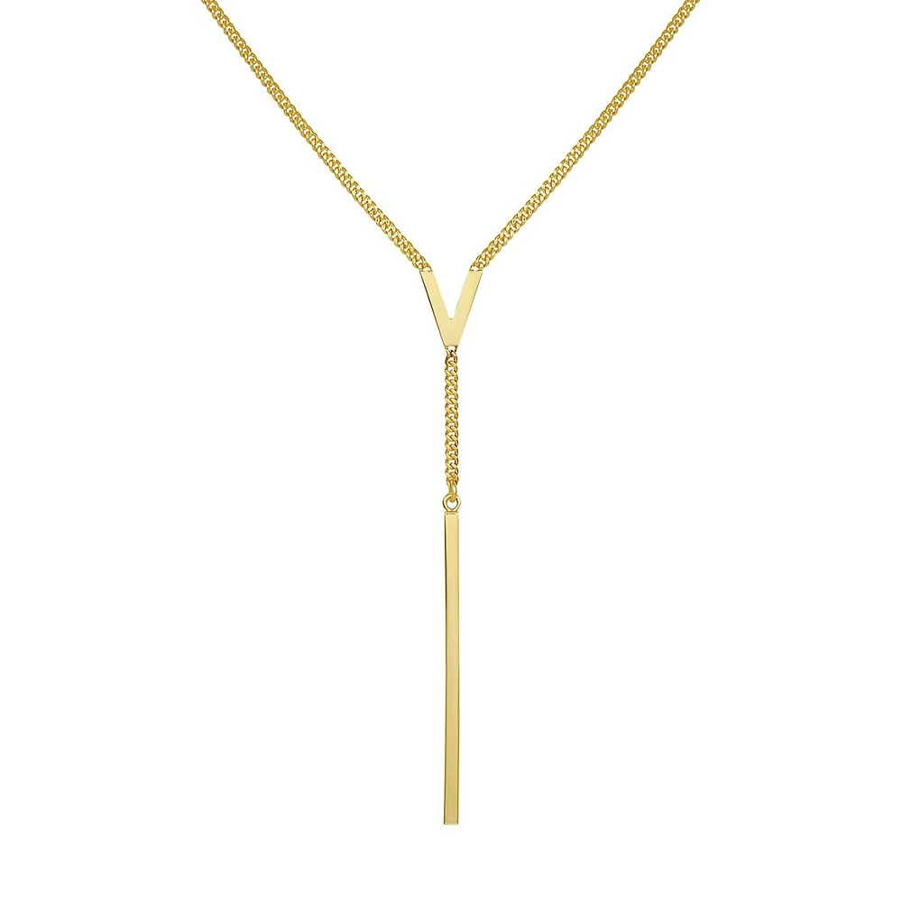 Goldtone V Lariat Necklace