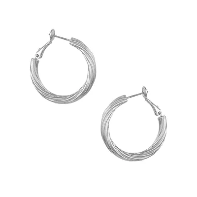 August Basics Simple Silvertoned Textured Clutchless Hoop