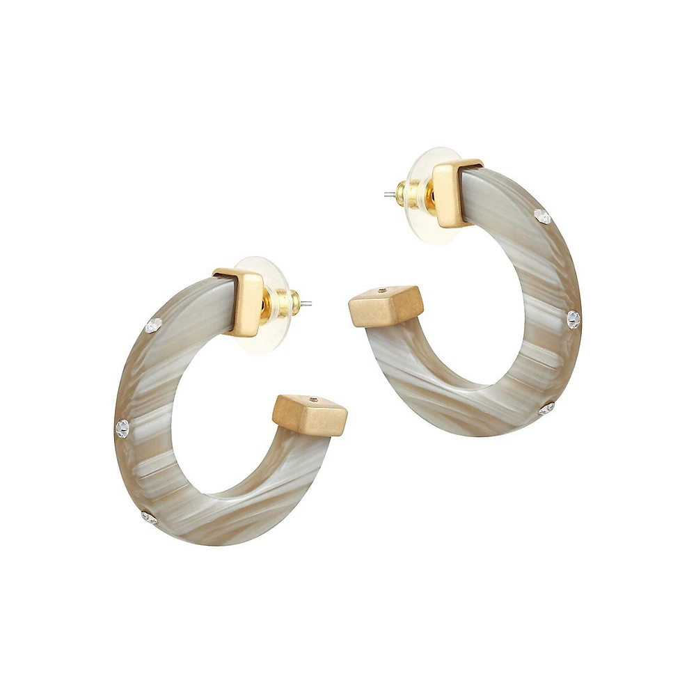 Natural Hideaway Acrylic & Crystal C-Hoop Earrings