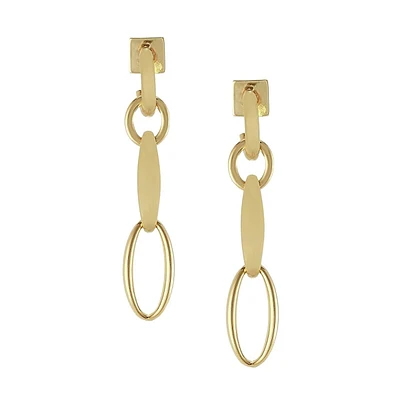 Basics Goldtone Link & Hoop Linear Earrings