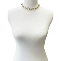 Lavish Links & Logos Two-Tone & Crystal "G" Logo-Charm Link Necklace