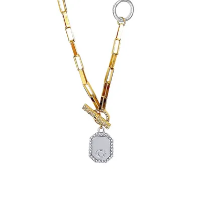 Lavish Links And Logos Two-Tone Toggle Dog Tag Y-Necklace