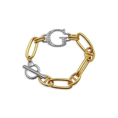 Lavish Links And Logos Gldtone Chunky "G" Logo Charm Link Toggle Bracelet