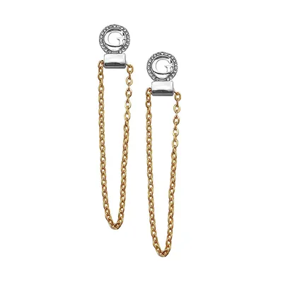 Lavish Links And Logos Goldtone "G" Logo Linear Dangling Chain Earrings