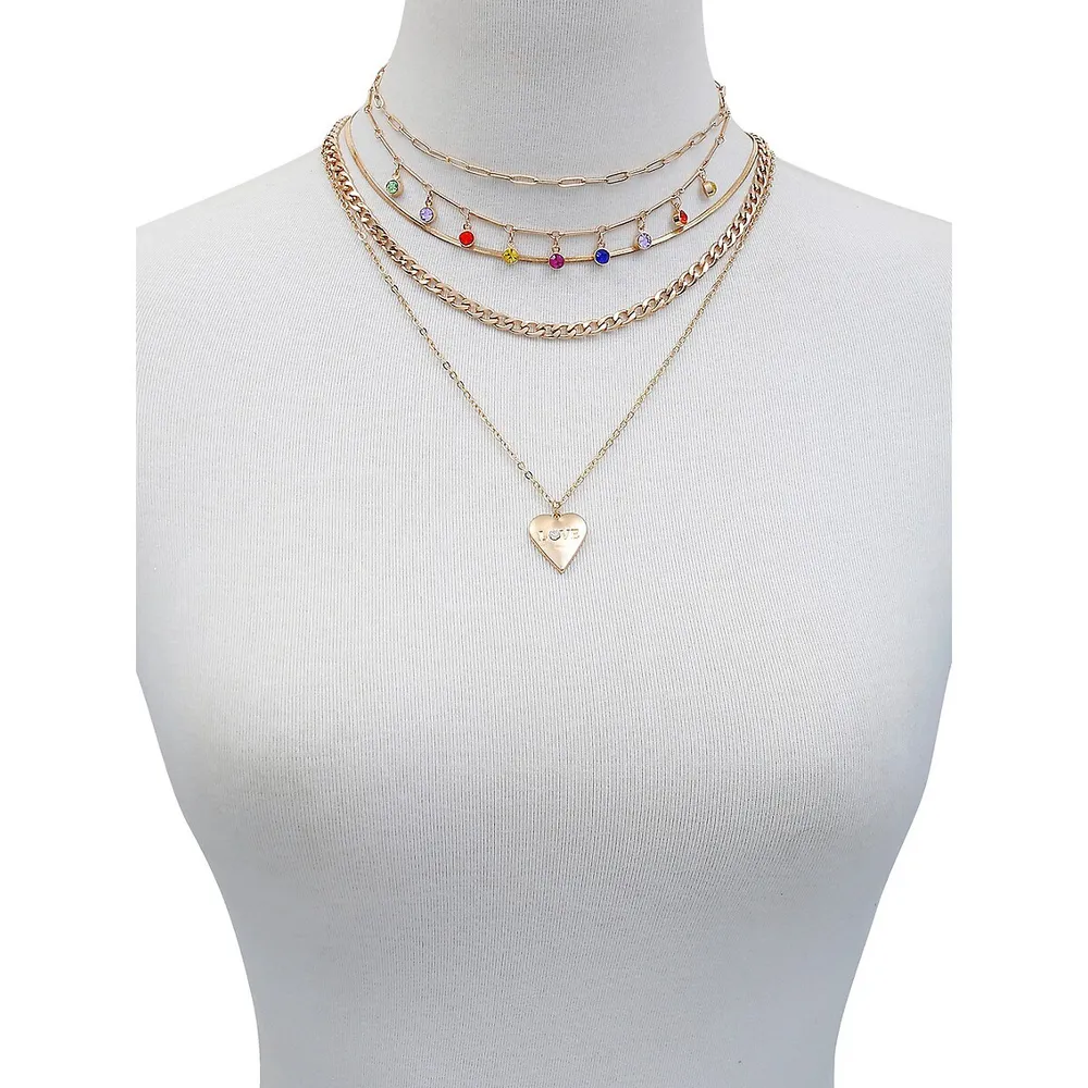 Pride Capsule 5-Piece Goldtone & Crystal Chain Layered Necklace Set