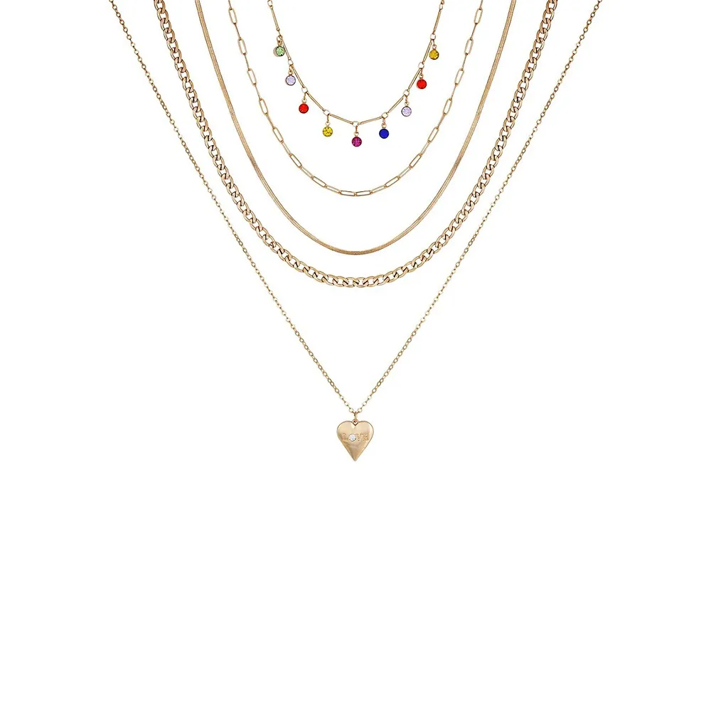 Pride Capsule 5-Piece Goldtone & Crystal Chain Layered Necklace Set