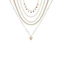 Pride Capsule 5-Piece Goldtone & Crystal Chain Layered Necklace Set