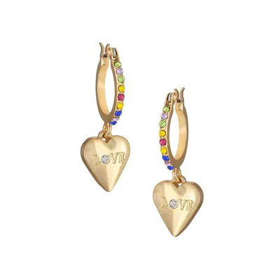 Pride Capsule Pride Dangling Goldtone Heart Hoop Earrings