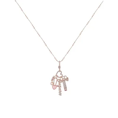 So Lovely Rose-Goldtone & Crystal Long Chain Charmy Pendant Necklace