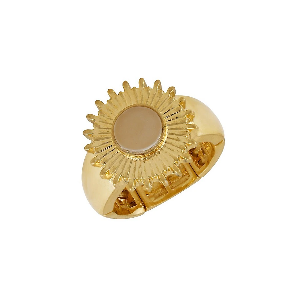 Hello Sunshine Goldtone & Rose Stone Stretch Statement Ring