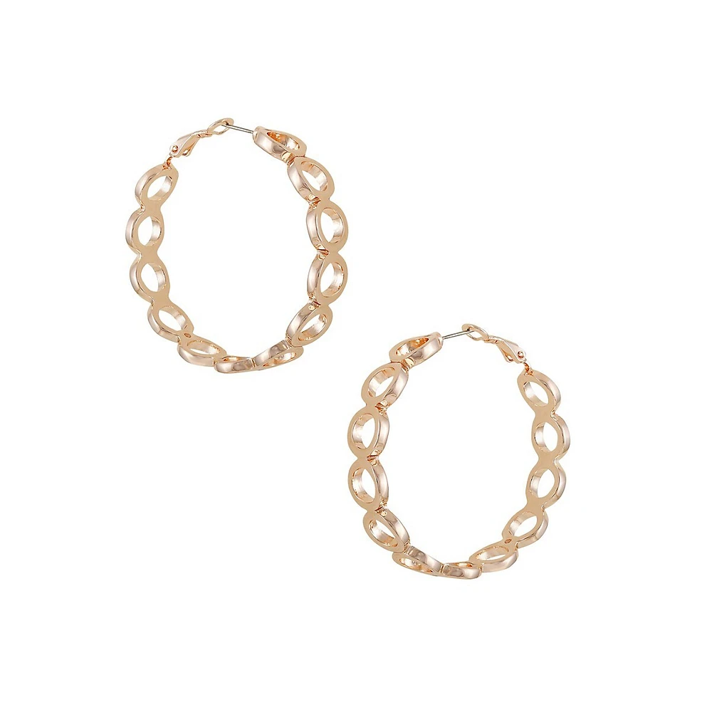 Plaza Rose Goldtone Circle-Cutout Hoop Earrings