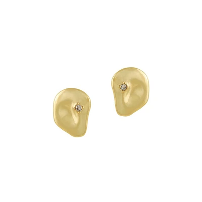 Softened And Twisted Links Goldtone Organic Pressed Coin Clip-On Earrings