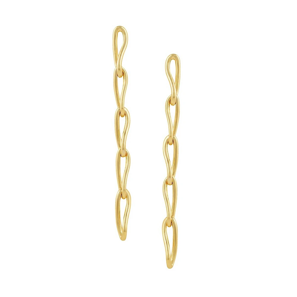 Softened And Twisted Links Goldtone Warped Linear Link Earrings