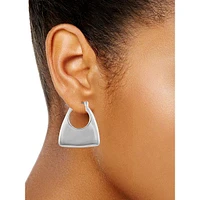 Basics Silvertone Purse-Hoop Earrings