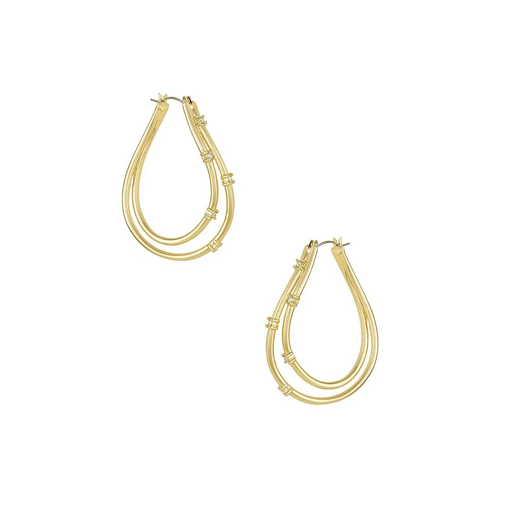 Basics Goldtone & Glass Crystal Double-Oval Hoop Earrings