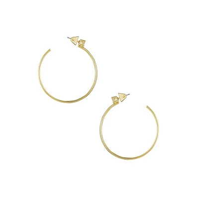 Basics Goldtone & Cubic Zironcia Flat-Edge Hoop Earrings