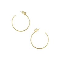 Basics Goldtone & Cubic Zironcia Flat-Edge Hoop Earrings