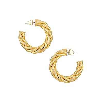 Basics 14K Goldplated Chunky Rope C-Hoop Earrings