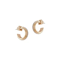 Basics Deco 14K Goldplated & Glass Crystal Huggie Hoop Earrings