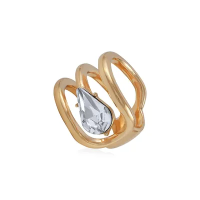 Floating Forms Goldtone & Crystal Ring