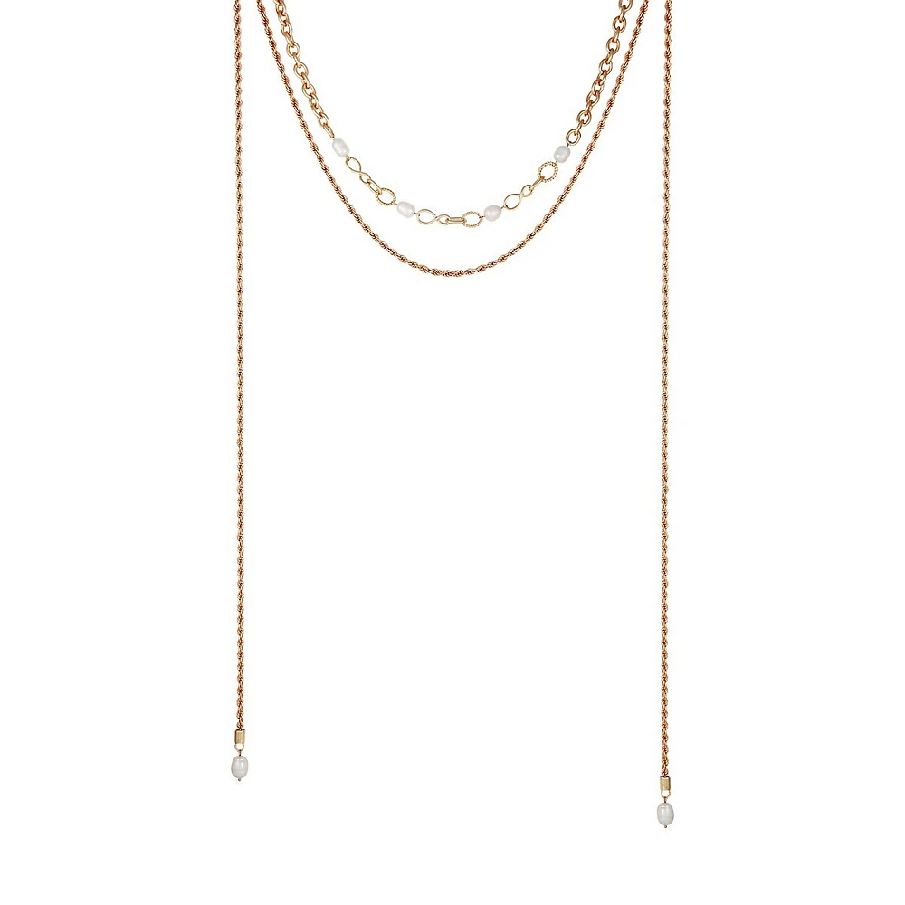 14K Goldplated & 10MM Round Freshwater Pearl Layer Necklace