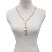 14K Goldplated & 12.5MM Round Freshwater Pearl Y-Necklace