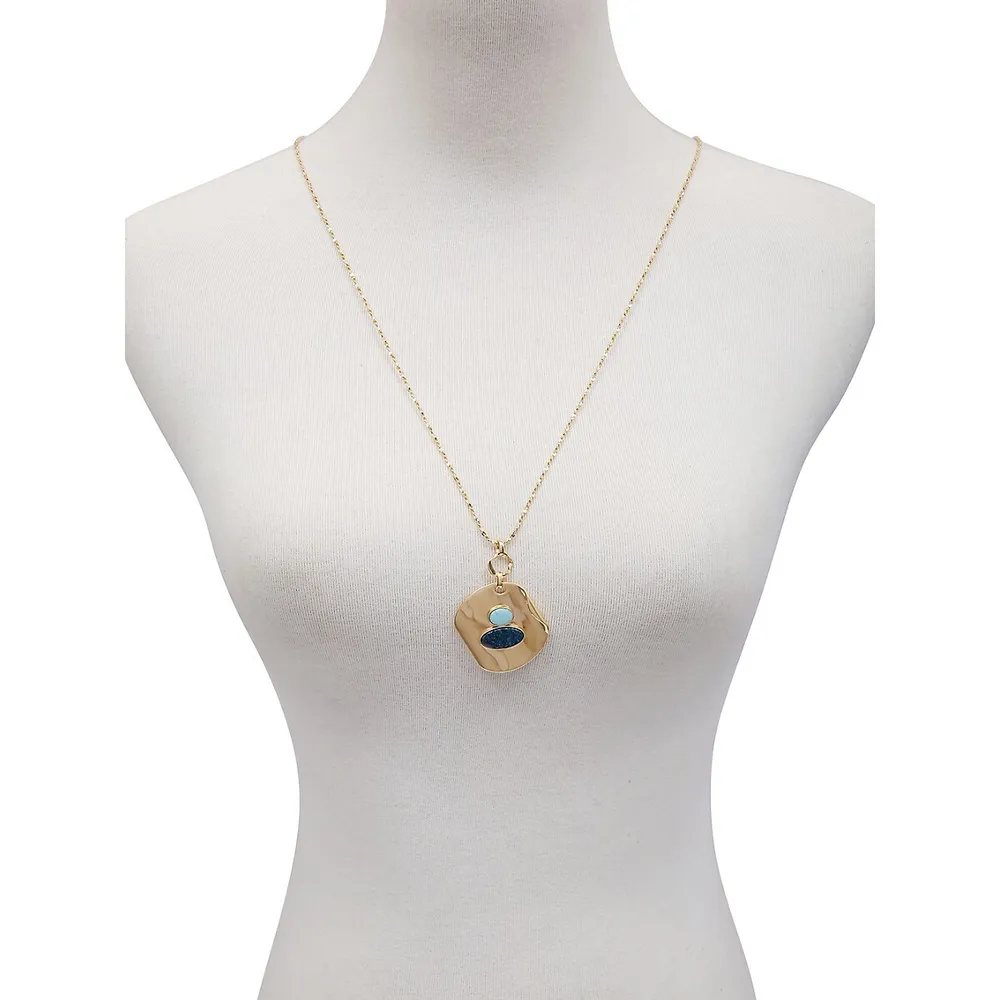 Rouched Metal 14K Goldplated Pendant Necklace