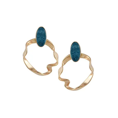 Rouched Metal 14K Goldplated Ring Earrings