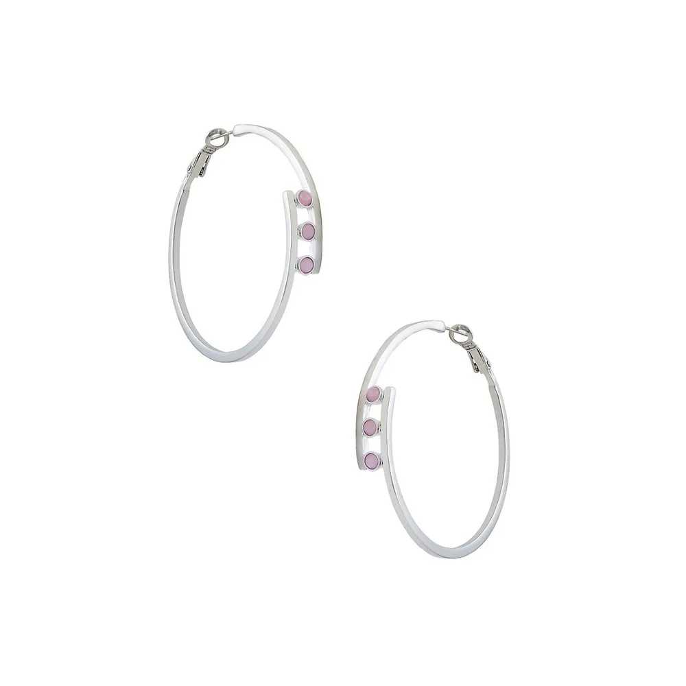 Hoop Update Silvertone & Crystal Earrings