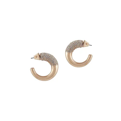 Hoop Update 14K Goldplated & Crystal Chunky Pave Earrings