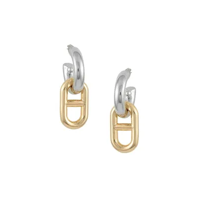 Higher Elevation Two-Tone Link Hoop Earrings