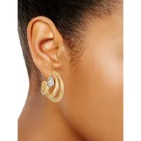 Floating Forms Goldtone & Crystal Hoop Earrings