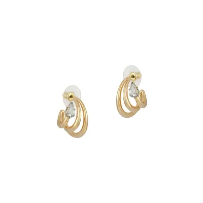 Floating Forms Goldtone & Crystal Hoop Earrings