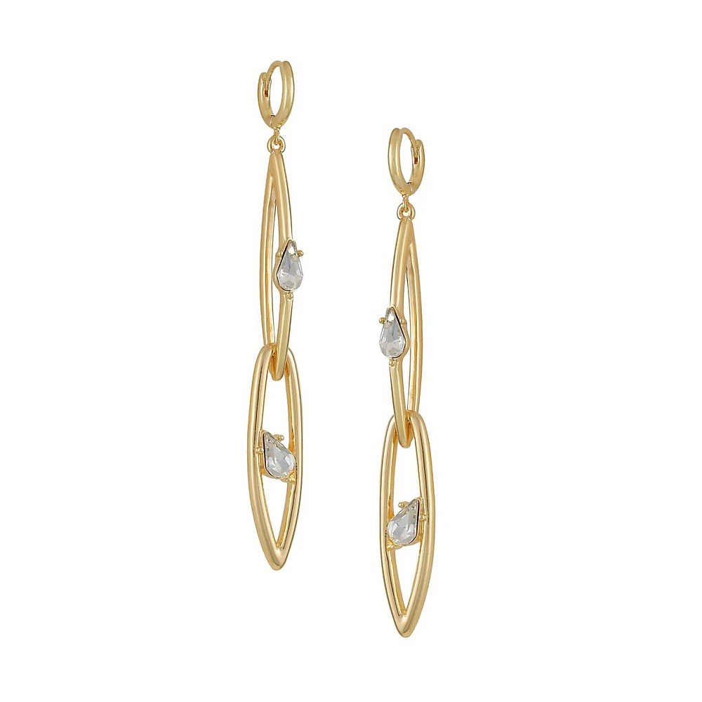 Floating Forms Goldtone & Crystal Linear Hoop Earrings