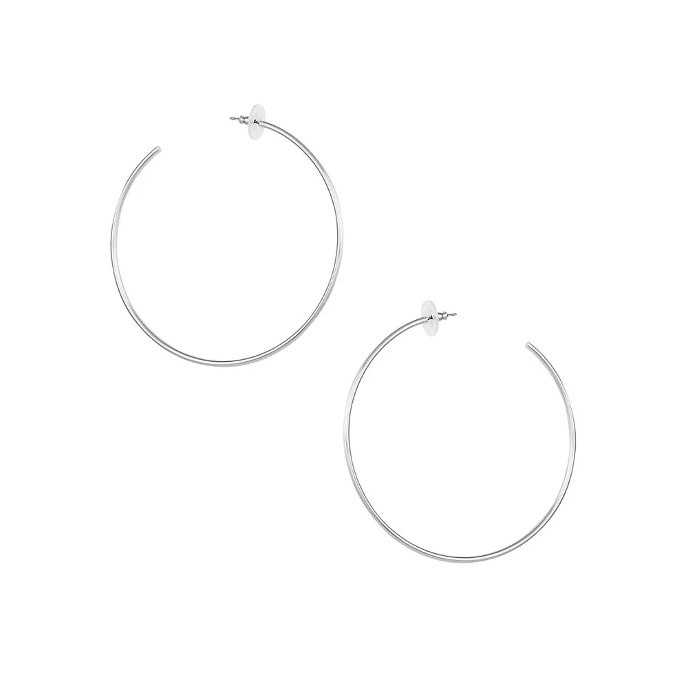 Silvertone Large Hoop Earrings