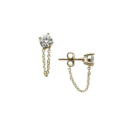 ​Crystal & Goldtone Swag Stud Earrings